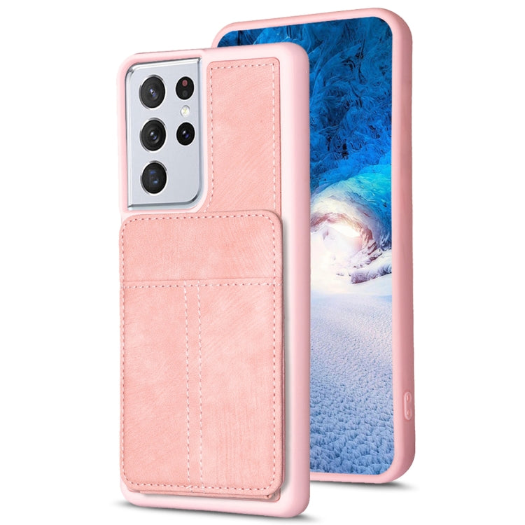 BF28 Frosted Card Bag Phone Case with Holder, For Samsung Galaxy A52, For Samsung Galaxy S21 5G, For Samsung Galaxy S21+ 5G, For Samsung Galaxy S21 Ultra 5G