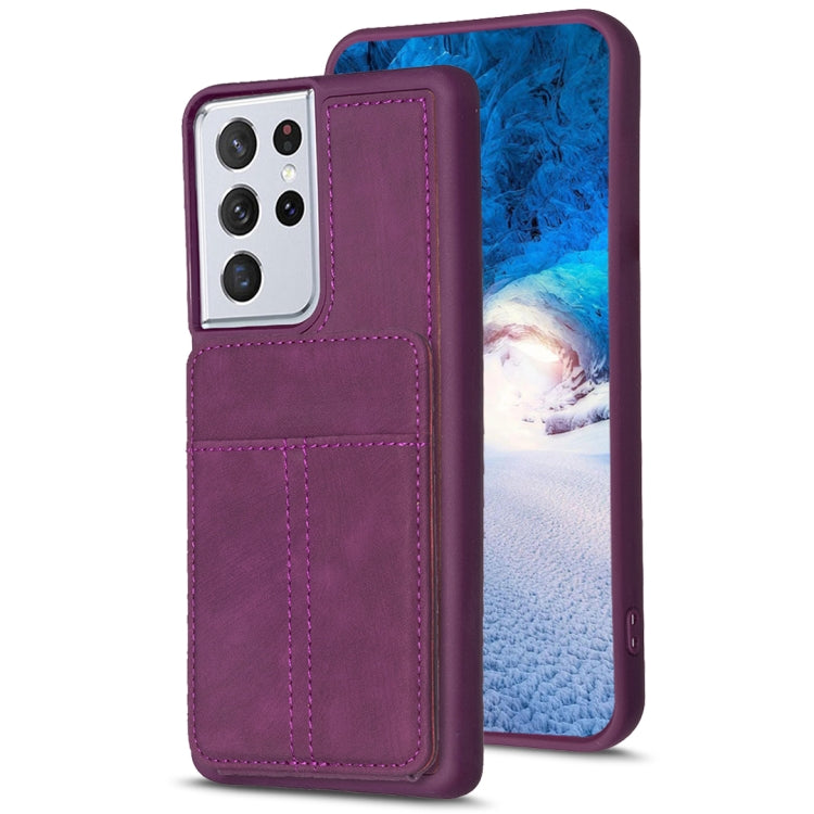 BF28 Frosted Card Bag Phone Case with Holder, For Samsung Galaxy A52, For Samsung Galaxy S21 5G, For Samsung Galaxy S21+ 5G, For Samsung Galaxy S21 Ultra 5G