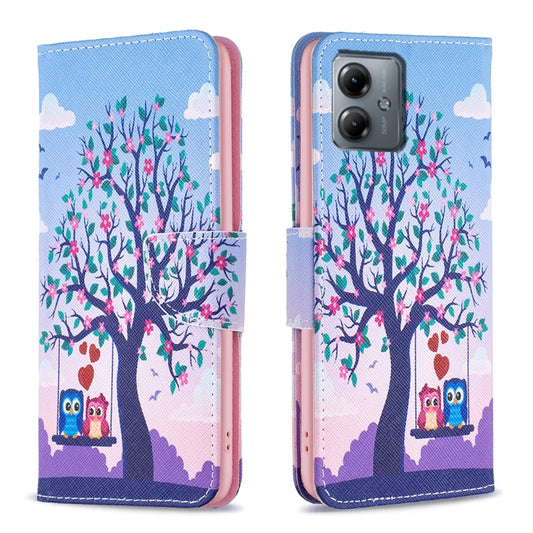Colored Drawing Pattern Leather Phone Case, For Motorola Moto G14 4G