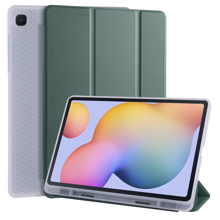 For Samsung Galaxy Tab S6 Lite P610 3-folding Horizontal Flip PU Leather + Shockproof TPU Case with Holder & Pen Slot