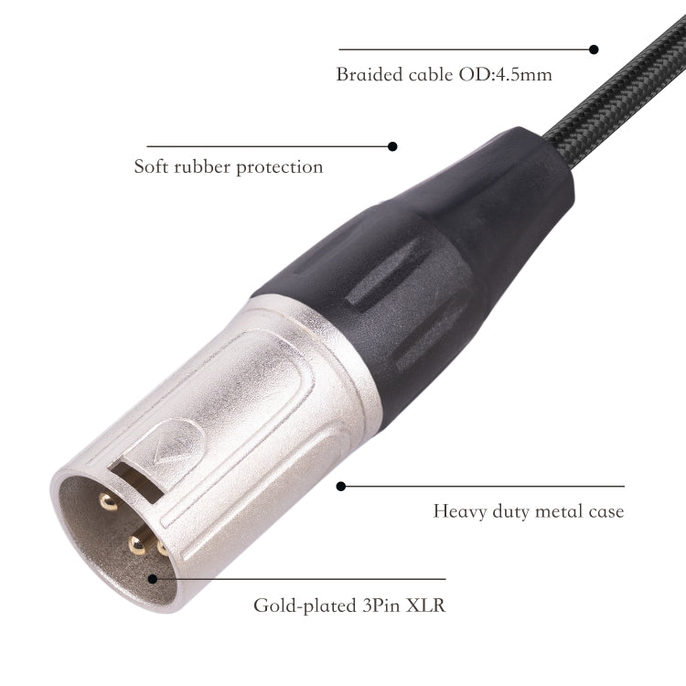 0.3m 6.35mm Female to XLR Male Microphone Audio Conversion Cable, 635K04-03