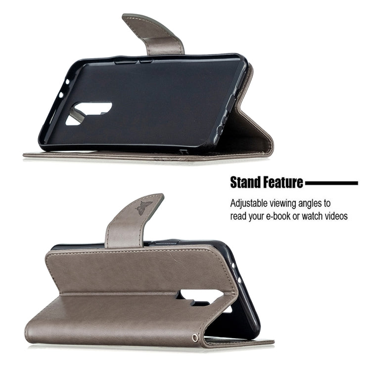 Two Butterflies Embossing Pattern Horizontal Flip Leather Case with Holder & Card Slot & Wallet & Lanyard, For Xiaomi Redmi 9, For Huawei Honor 9X Lite