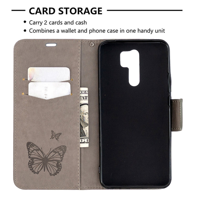 Two Butterflies Embossing Pattern Horizontal Flip Leather Case with Holder & Card Slot & Wallet & Lanyard, For Xiaomi Redmi 9, For Huawei Honor 9X Lite