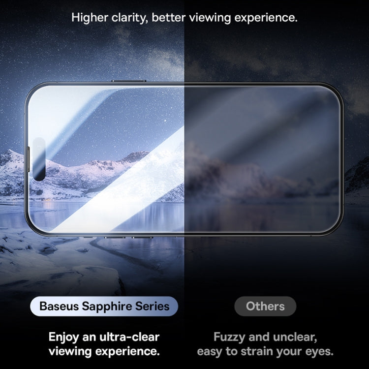 Baseus Sapphire Series Dustproof Peep-proof Tempered Glass Film, For iPhone 15 Pro Max, For iPhone 15 Pro, For iPhone 15 Plus, For iPhone 15