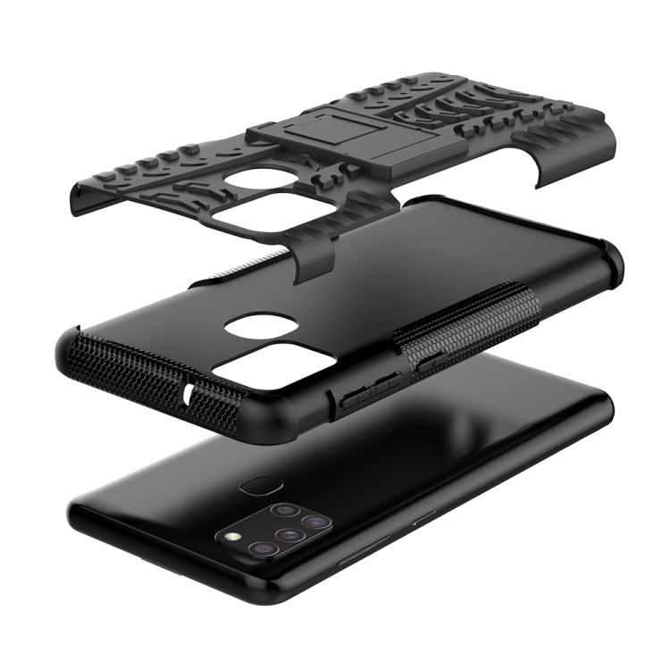 Tire Texture Shockproof TPU+PC Protective Case with Holder, For Samsung Galaxy A21s, For Amazon Fire HD 8 (2020)