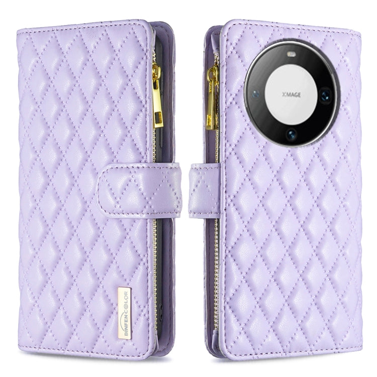 Diamond Lattice Zipper Wallet Leather Flip Phone Case, For Huawei Mate 60 Pro/Mate 60 Pro+, For Huawei Mate 60