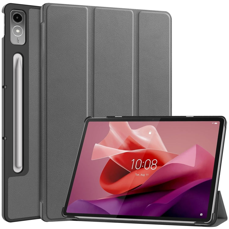 Custer Solid Color 3-Fold Stand Leather Tablet Case, For Lenovo Tab P12/Xiaoxin Pad Pro 12.7 inch
