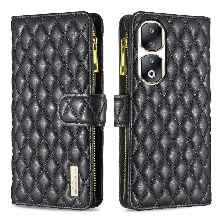 Diamond Lattice Zipper Wallet Leather Flip Phone Case, For Honor 90 Pro, For Honor 90 5G, For Honor X7a