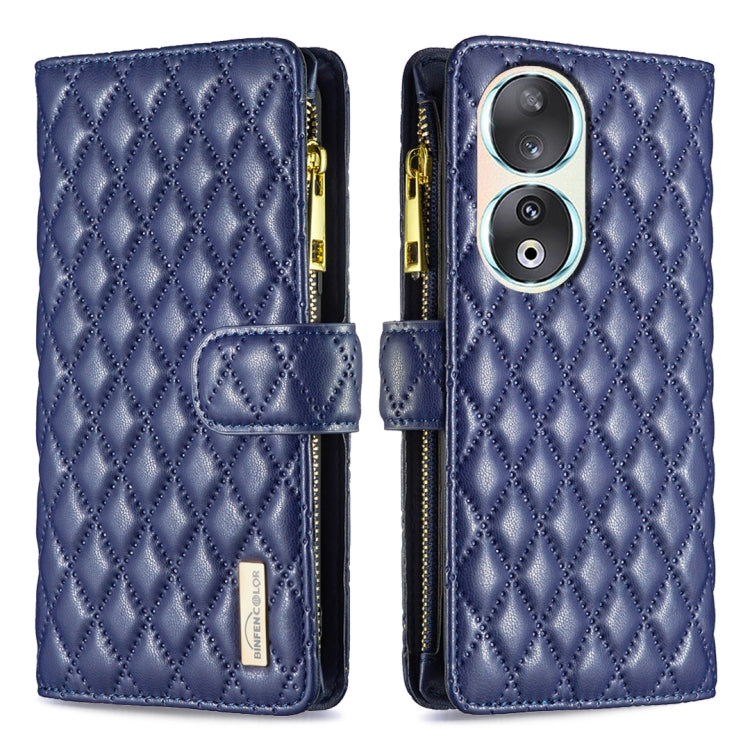 Diamond Lattice Zipper Wallet Leather Flip Phone Case, For Honor 90 Pro, For Honor 90 5G, For Honor X7a