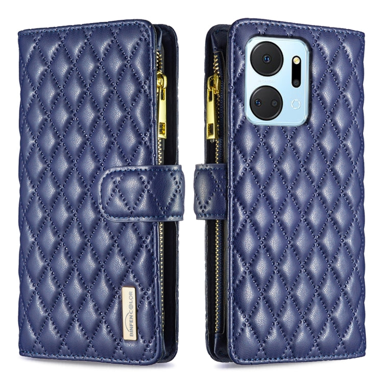 Diamond Lattice Zipper Wallet Leather Flip Phone Case, For Honor 90 Pro, For Honor 90 5G, For Honor X7a