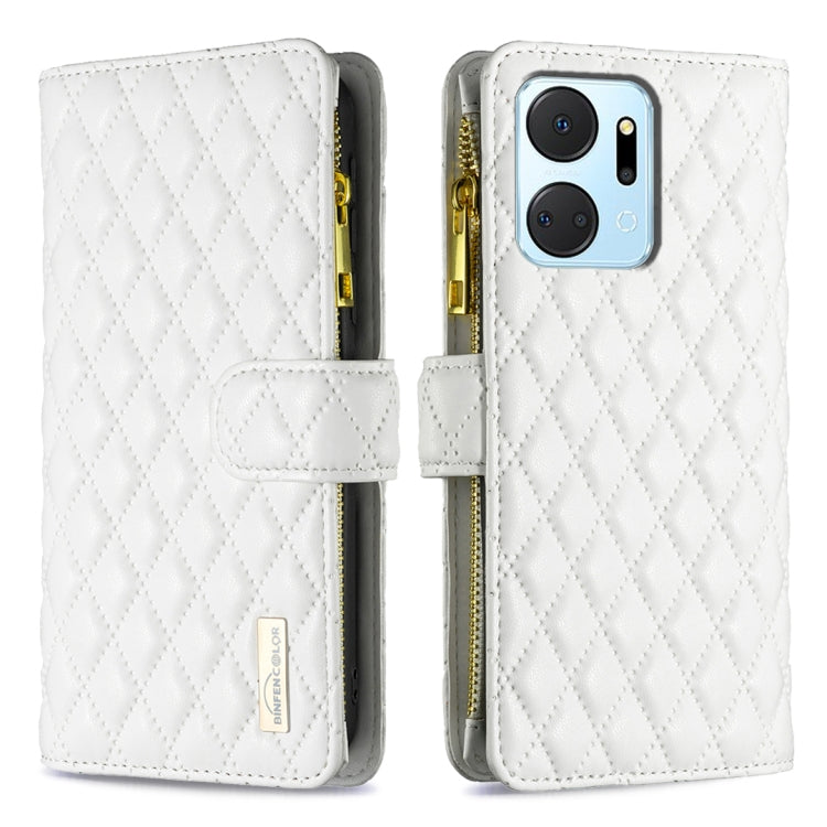 Diamond Lattice Zipper Wallet Leather Flip Phone Case, For Honor 90 Pro, For Honor 90 5G, For Honor X7a
