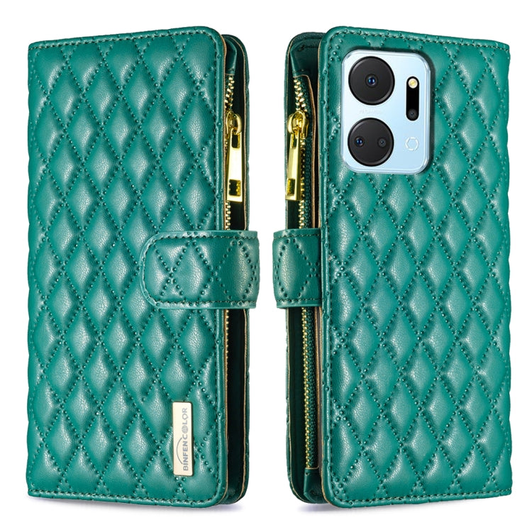 Diamond Lattice Zipper Wallet Leather Flip Phone Case, For Honor 90 Pro, For Honor 90 5G, For Honor X7a