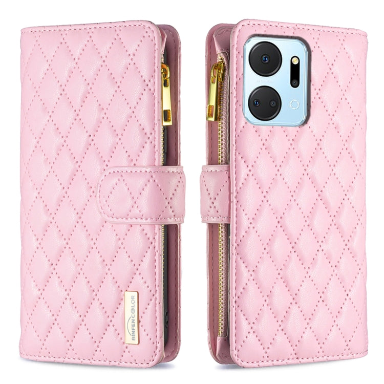 Diamond Lattice Zipper Wallet Leather Flip Phone Case, For Honor 90 Pro, For Honor 90 5G, For Honor X7a