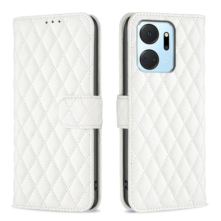 Diamond Lattice Wallet Flip Leather Phone Case, For Honor X7a
