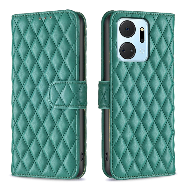 Diamond Lattice Wallet Flip Leather Phone Case, For Honor X7a