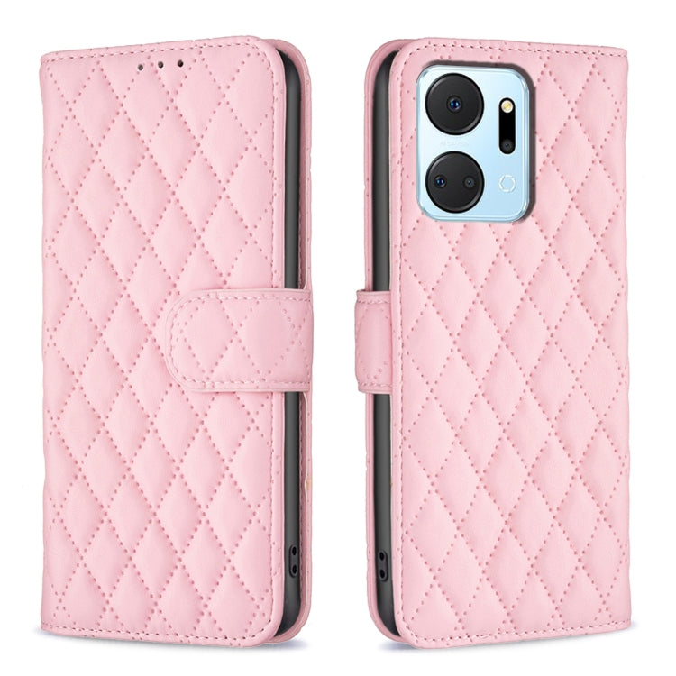 Diamond Lattice Wallet Flip Leather Phone Case, For Honor X7a
