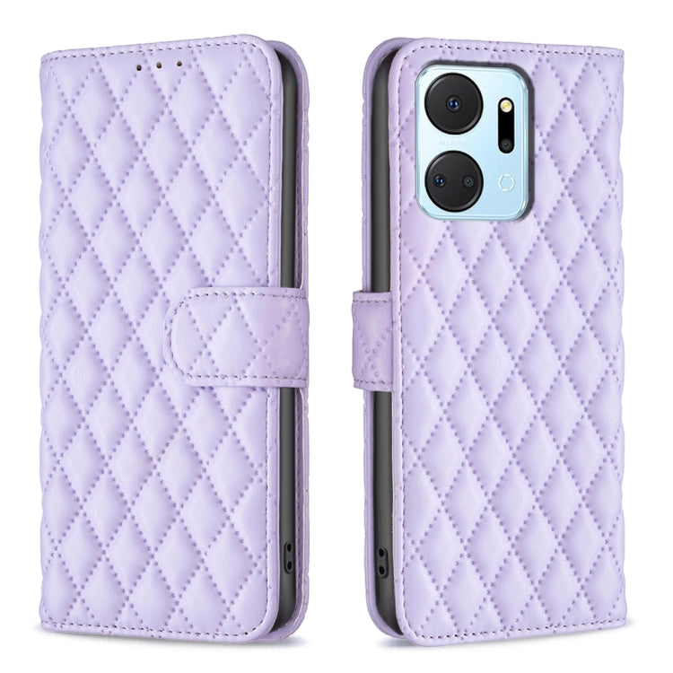Diamond Lattice Wallet Flip Leather Phone Case, For Honor X7a