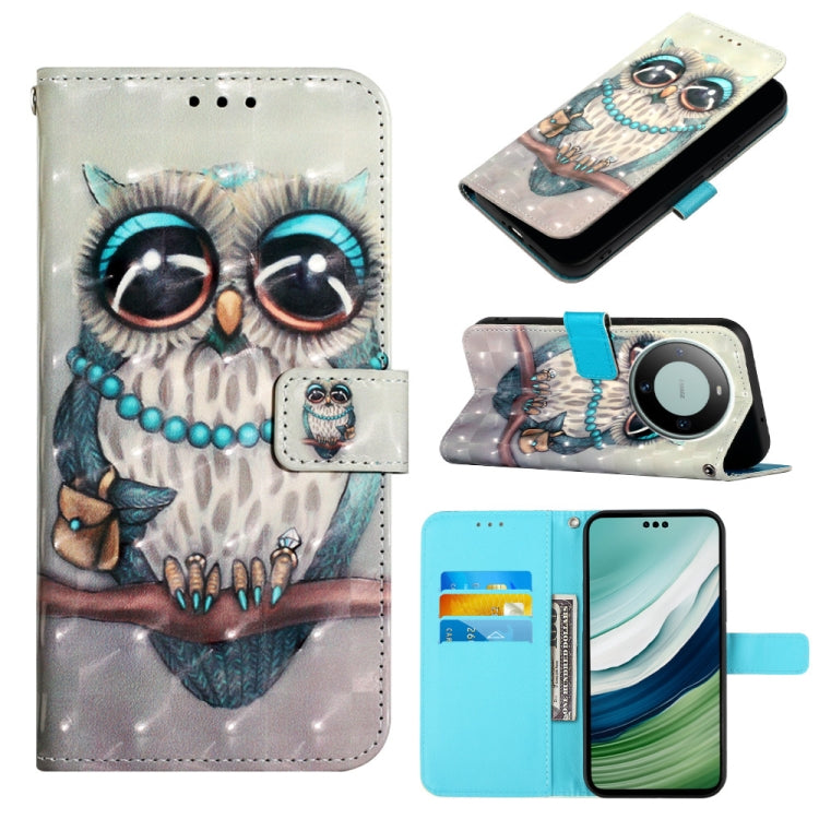 3D Painting Horizontal Flip Leather Phone Case, For Huawei nova 12s Global, For Huawei Pura 70 Pro, For Huawei Pura 70, For Huawei Mate 60, For Huawei Mate 60 Pro, For Huawei P60 Art
