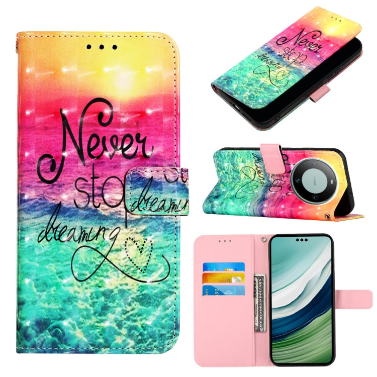 3D Painting Horizontal Flip Leather Phone Case, For Huawei nova 12s Global, For Huawei Pura 70 Pro, For Huawei Pura 70, For Huawei Mate 60, For Huawei Mate 60 Pro, For Huawei P60 Art