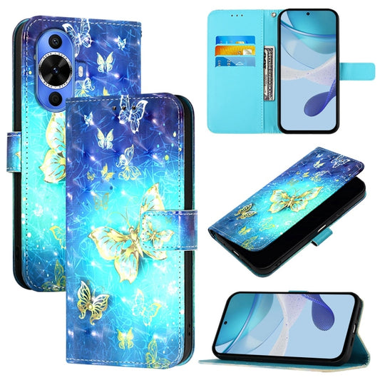 3D Painting Horizontal Flip Leather Phone Case, For Huawei nova 12s Global, For Huawei Pura 70 Pro, For Huawei Pura 70, For Huawei Mate 60, For Huawei Mate 60 Pro, For Huawei P60 Art