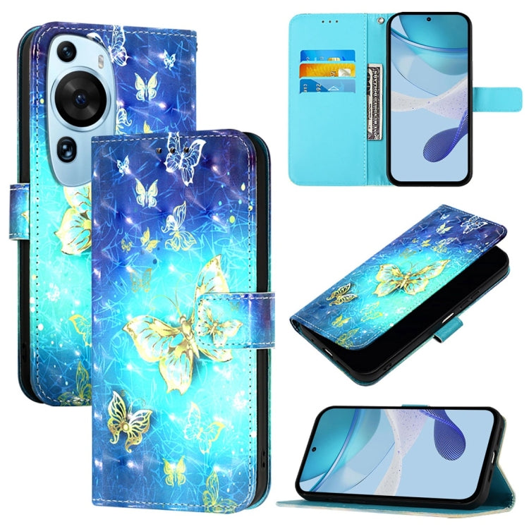 3D Painting Horizontal Flip Leather Phone Case, For Huawei nova 12s Global, For Huawei Pura 70 Pro, For Huawei Pura 70, For Huawei Mate 60, For Huawei Mate 60 Pro, For Huawei P60 Art