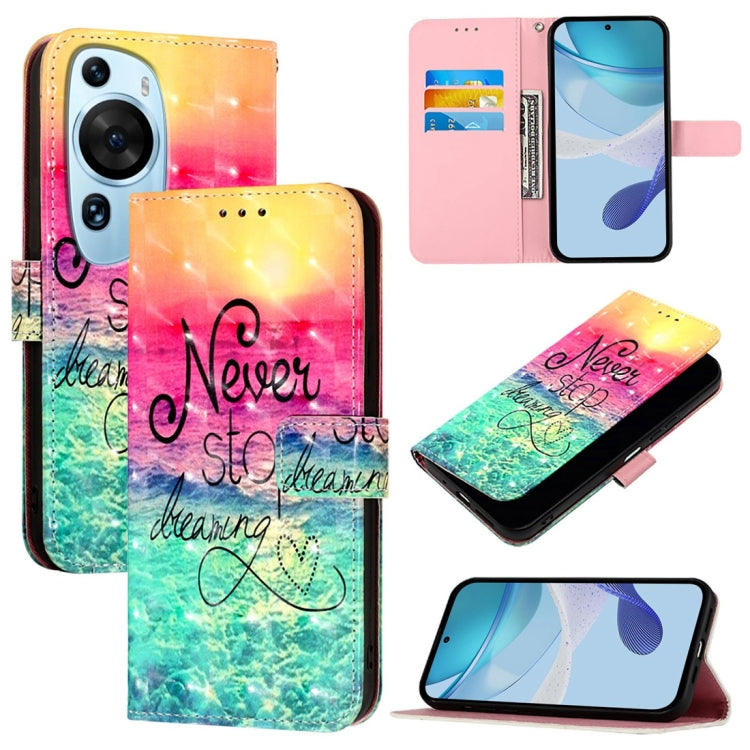 3D Painting Horizontal Flip Leather Phone Case, For Huawei nova 12s Global, For Huawei Pura 70 Pro, For Huawei Pura 70, For Huawei Mate 60, For Huawei Mate 60 Pro, For Huawei P60 Art
