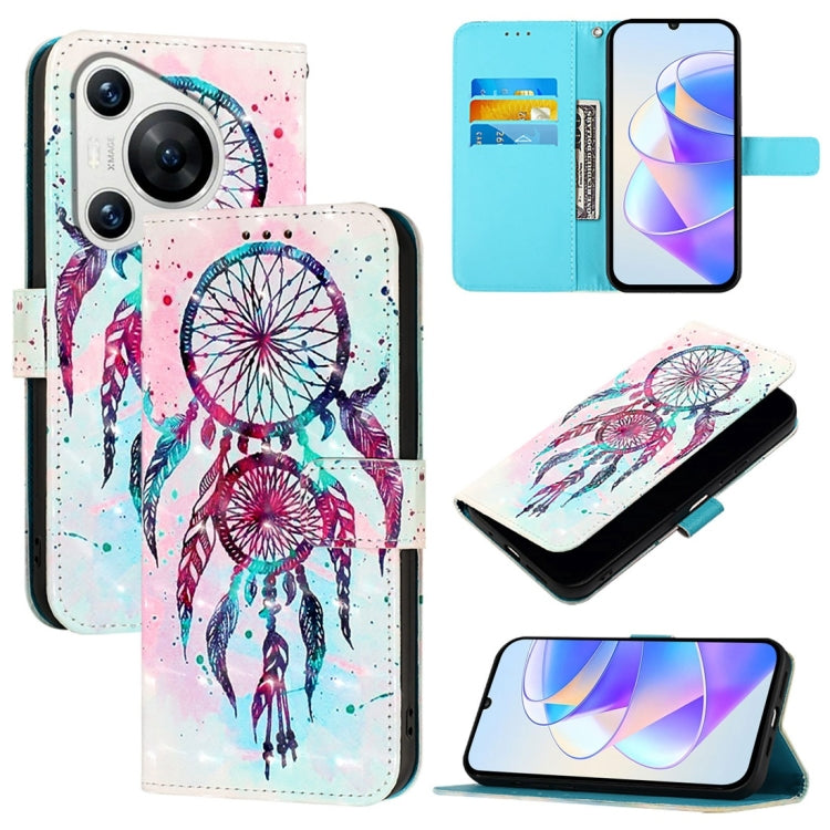 3D Painting Horizontal Flip Leather Phone Case, For Huawei nova 12s Global, For Huawei Pura 70 Pro, For Huawei Pura 70, For Huawei Mate 60, For Huawei Mate 60 Pro, For Huawei P60 Art