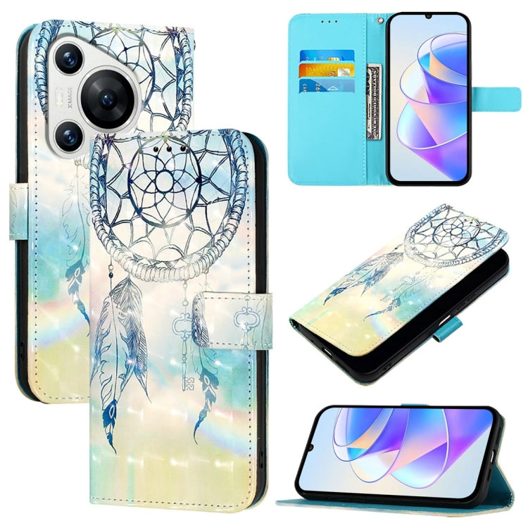 3D Painting Horizontal Flip Leather Phone Case, For Huawei nova 12s Global, For Huawei Pura 70 Pro, For Huawei Pura 70, For Huawei Mate 60, For Huawei Mate 60 Pro, For Huawei P60 Art