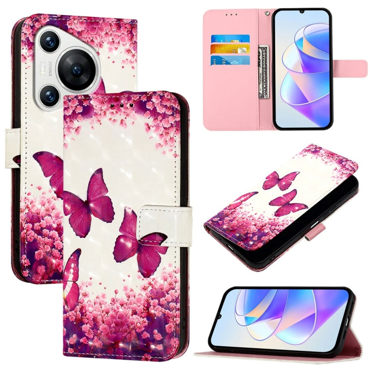 3D Painting Horizontal Flip Leather Phone Case, For Huawei nova 12s Global, For Huawei Pura 70 Pro, For Huawei Pura 70, For Huawei Mate 60, For Huawei Mate 60 Pro, For Huawei P60 Art