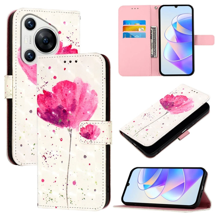 3D Painting Horizontal Flip Leather Phone Case, For Huawei nova 12s Global, For Huawei Pura 70 Pro, For Huawei Pura 70, For Huawei Mate 60, For Huawei Mate 60 Pro, For Huawei P60 Art