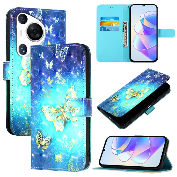 3D Painting Horizontal Flip Leather Phone Case, For Huawei nova 12s Global, For Huawei Pura 70 Pro, For Huawei Pura 70, For Huawei Mate 60, For Huawei Mate 60 Pro, For Huawei P60 Art
