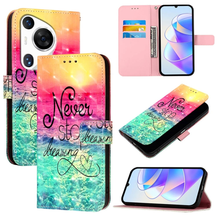 3D Painting Horizontal Flip Leather Phone Case, For Huawei nova 12s Global, For Huawei Pura 70 Pro, For Huawei Pura 70, For Huawei Mate 60, For Huawei Mate 60 Pro, For Huawei P60 Art