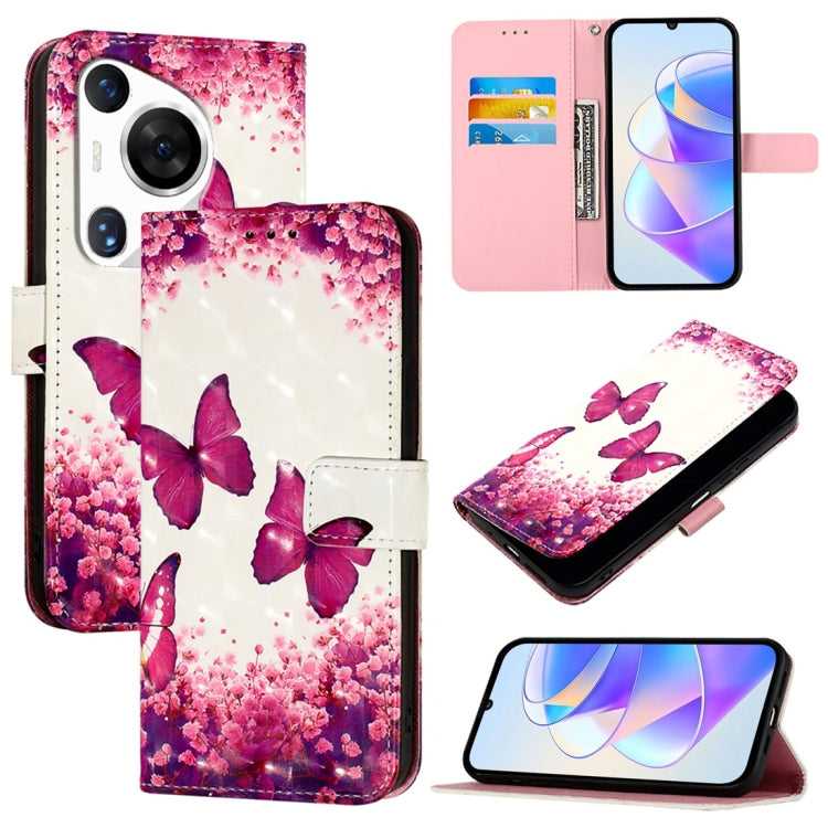 3D Painting Horizontal Flip Leather Phone Case, For Huawei nova 12s Global, For Huawei Pura 70 Pro, For Huawei Pura 70, For Huawei Mate 60, For Huawei Mate 60 Pro, For Huawei P60 Art
