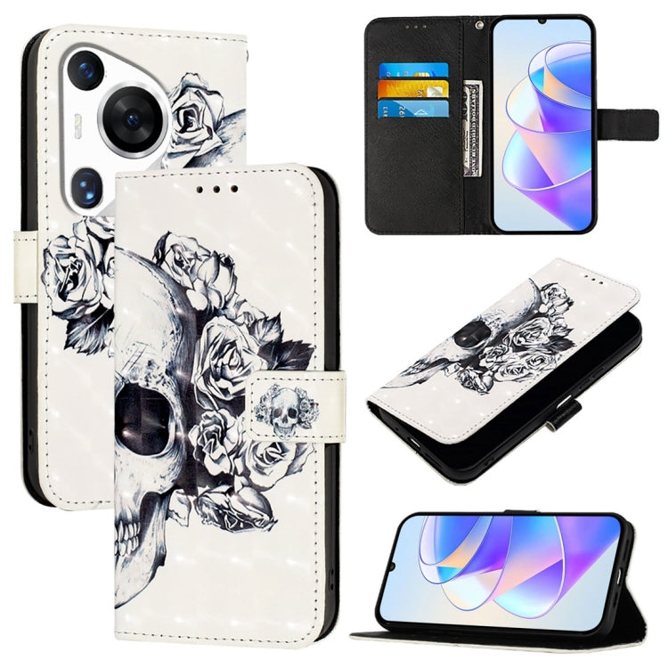 3D Painting Horizontal Flip Leather Phone Case, For Huawei nova 12s Global, For Huawei Pura 70 Pro, For Huawei Pura 70, For Huawei Mate 60, For Huawei Mate 60 Pro, For Huawei P60 Art