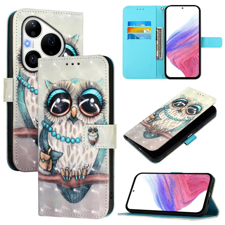 3D Painting Horizontal Flip Leather Phone Case, For Huawei Pura 90 Pro Max, For Huawei Pura 90 Pro, For Huawei Mate 70 Air, For Huawei nova 13 Pro, For Huawei nova 13 / nova 12, For Huawei nova 12i Global