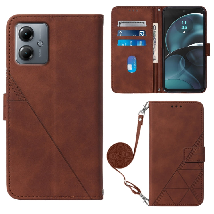 Crossbody 3D Embossed Flip Leather Phone Case, For Motorola Moto G54, For Motorola Moto G14, For Motorola Moto G Power 2023