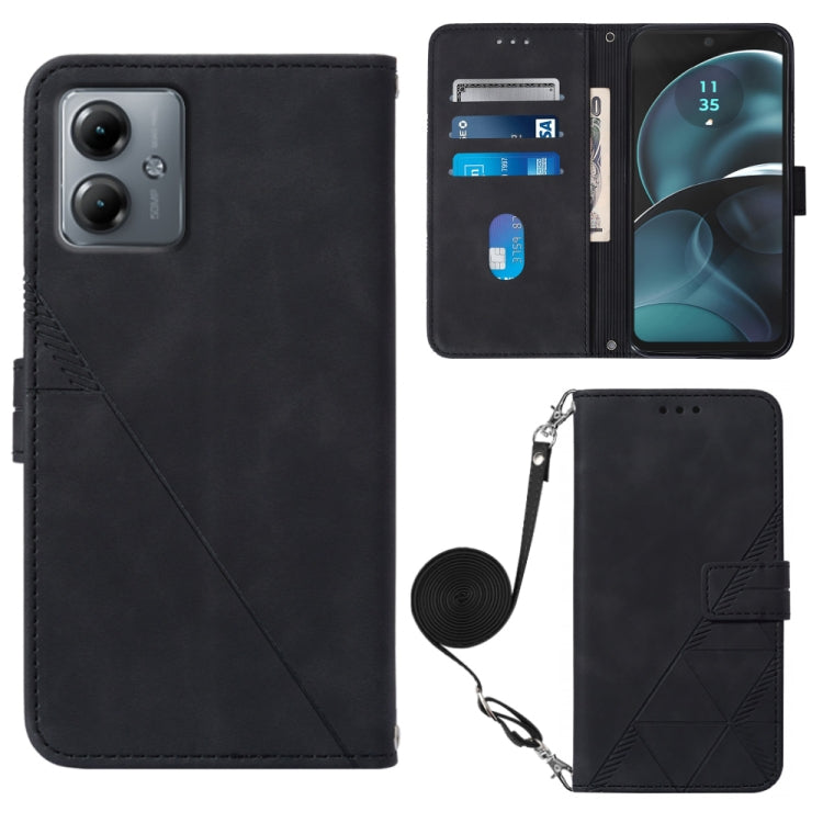 Crossbody 3D Embossed Flip Leather Phone Case, For Motorola Moto G54, For Motorola Moto G14, For Motorola Moto G Power 2023