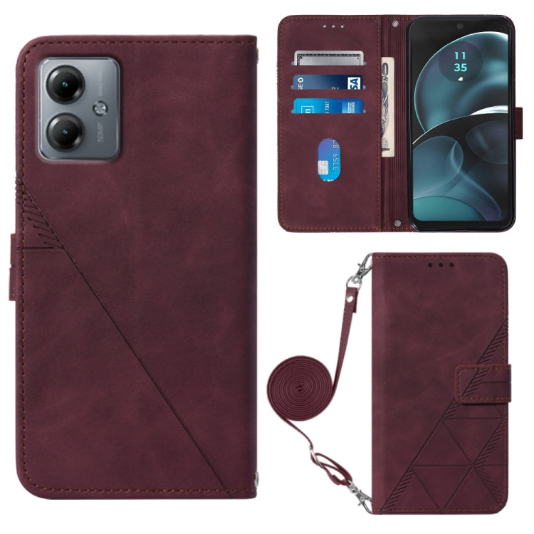 Crossbody 3D Embossed Flip Leather Phone Case, For Motorola Moto G54, For Motorola Moto G14, For Motorola Moto G Power 2023