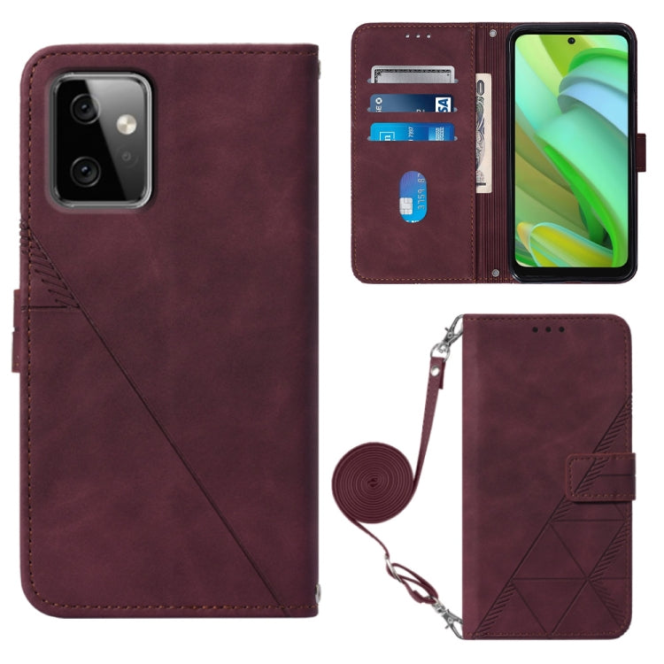 Crossbody 3D Embossed Flip Leather Phone Case, For Motorola Moto G54, For Motorola Moto G14, For Motorola Moto G Power 2023