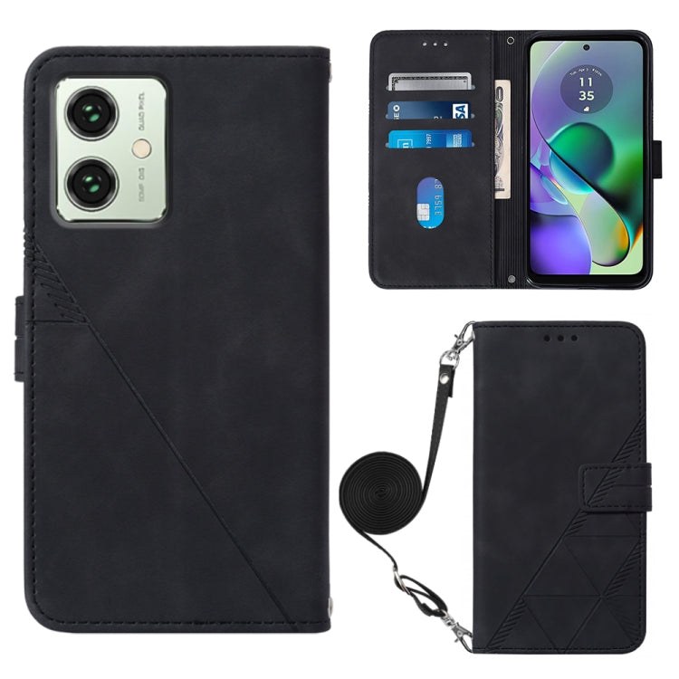 Crossbody 3D Embossed Flip Leather Phone Case, For Motorola Moto G54, For Motorola Moto G14, For Motorola Moto G Power 2023