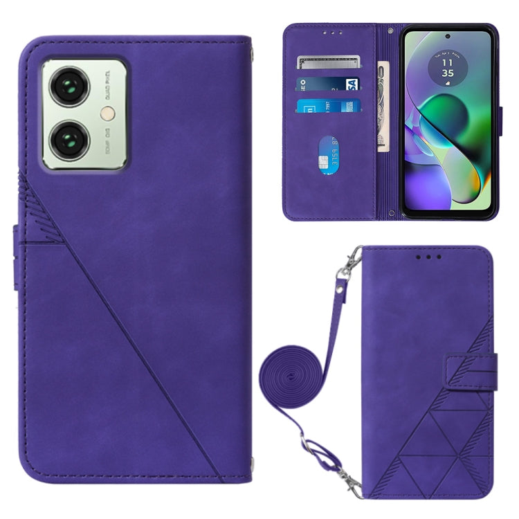 Crossbody 3D Embossed Flip Leather Phone Case, For Motorola Moto G54, For Motorola Moto G14, For Motorola Moto G Power 2023