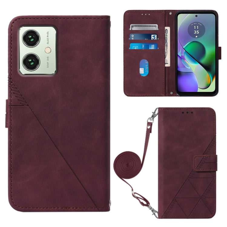 Crossbody 3D Embossed Flip Leather Phone Case, For Motorola Moto G54, For Motorola Moto G14, For Motorola Moto G Power 2023