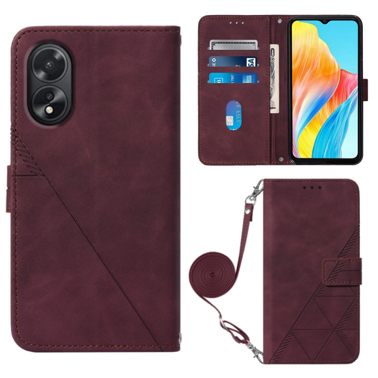 Crossbody 3D Embossed Flip Leather Phone Case, For OPPO A60 4G Global, For OPPO A3 Pro 5G Global, For OPPO Reno11 5G Global, For OPPO Reno11 Pro 5G Global, For OPPO A38 4G Global, For OPPO Reno10 / 10 Pro Global, For OPPO A32 2020 4G / A53 2020 4G     ...