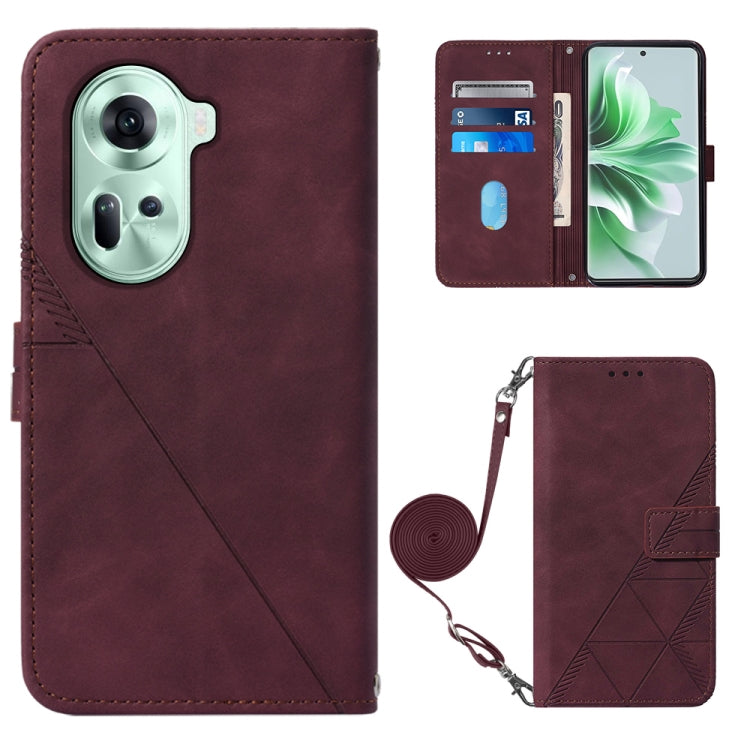 Crossbody 3D Embossed Flip Leather Phone Case, For OPPO A60 4G Global, For OPPO A3 Pro 5G Global, For OPPO Reno11 5G Global, For OPPO Reno11 Pro 5G Global, For OPPO A38 4G Global, For OPPO Reno10 / 10 Pro Global, For OPPO A32 2020 4G / A53 2020 4G     ...