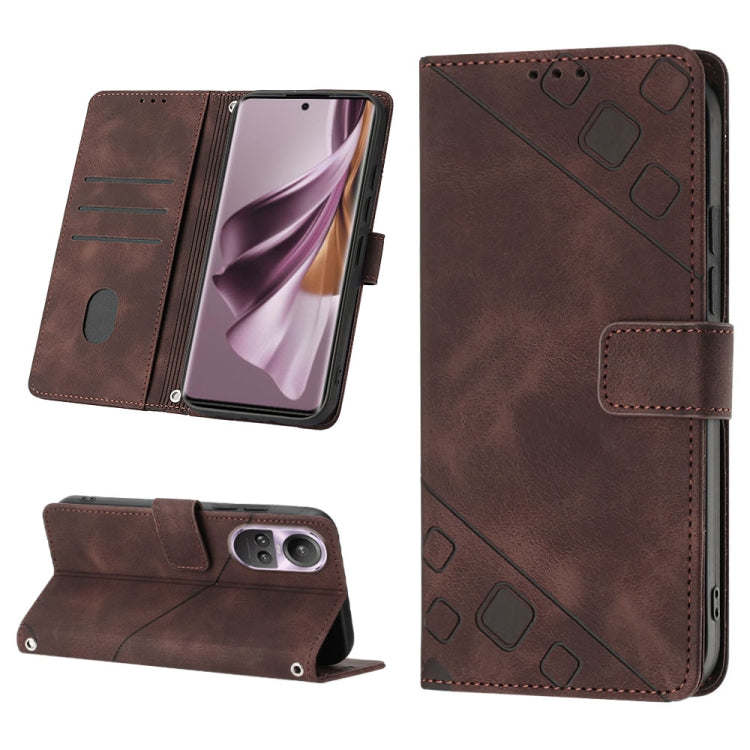 Skin-feel Embossed Leather Phone Case, For OPPO Reno9 A JP Version, For OPPO A38 4G Global, For OPPO Reno10 / Reno10 Pro Global, For OPPO A98 5G / F23 5G India, For OPPO A57s / A57e / A77s Global, For OPPO A57 4G / A77 4G Global, For OPPO Find X5 Pro  ...