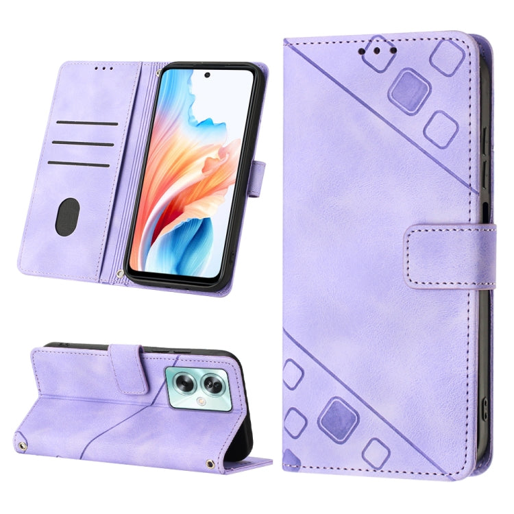 Skin-feel Embossed Leather Phone Case, For OPPO A92s, For OPPO A79 5G