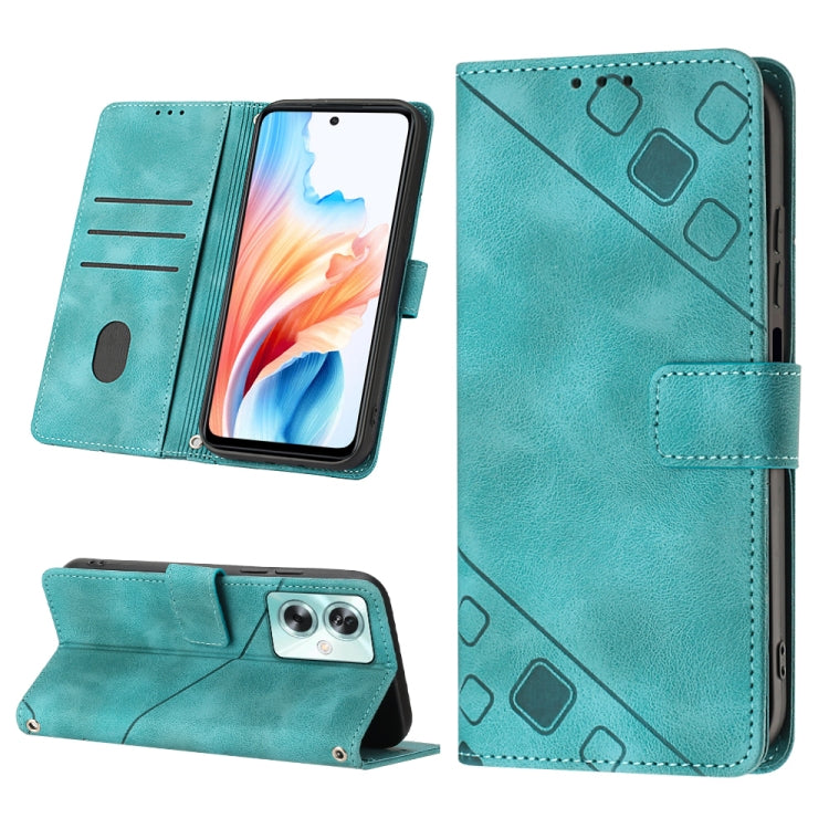 Skin-feel Embossed Leather Phone Case, For OPPO A92s, For OPPO A79 5G