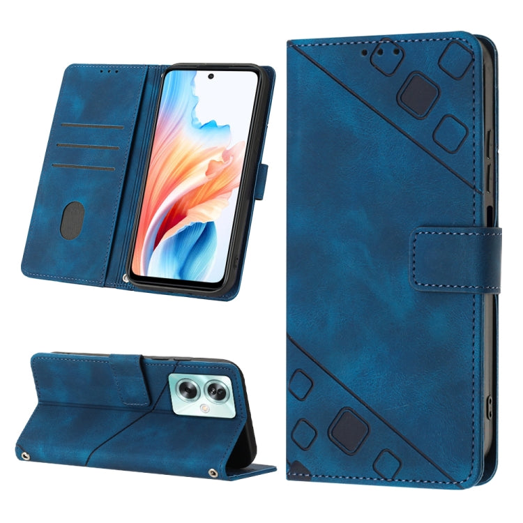 Skin-feel Embossed Leather Phone Case, For OPPO A92s, For OPPO A79 5G