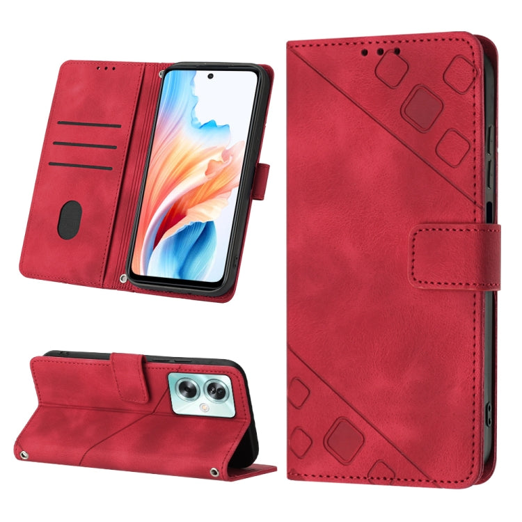 Skin-feel Embossed Leather Phone Case, For OPPO A92s, For OPPO A79 5G