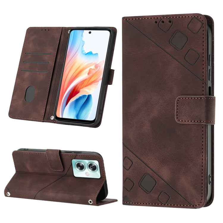 Skin-feel Embossed Leather Phone Case, For OPPO A92s, For OPPO A79 5G